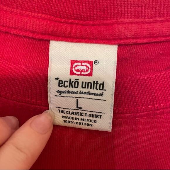 Y2K Vintage Ecko Unltd. L short sleeve t-shirt streetwear urban red rhino white - Picture 4 of 7